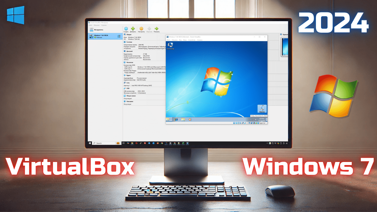 Как установить Windows 7 на VirtualBox в 2024 году?! Где скачать образ Windows 7