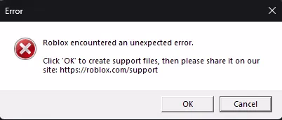 Как исправить ошибку “Roblox encountered an unexpected error. Click ‘OK’ to create support files, then please share it on our site: https://roblox.com/support” в Windows 11
