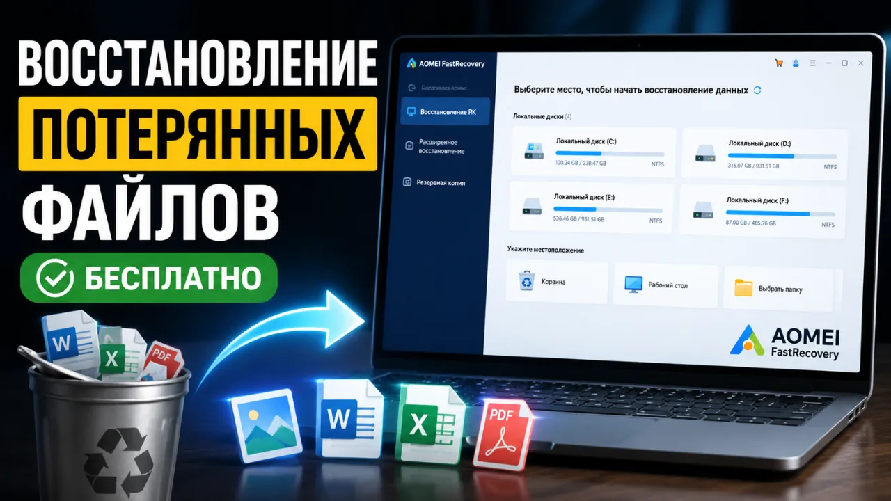 Восстановление данных с помощью AOMEI FastRecovery — быстрый и бесплатный способ вернуть файлы