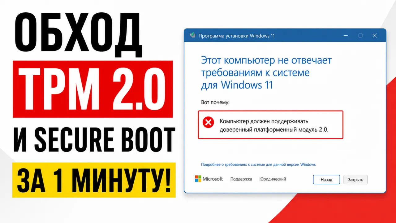 Windows 11 без TPM 2.0 — как установить в 2026 году