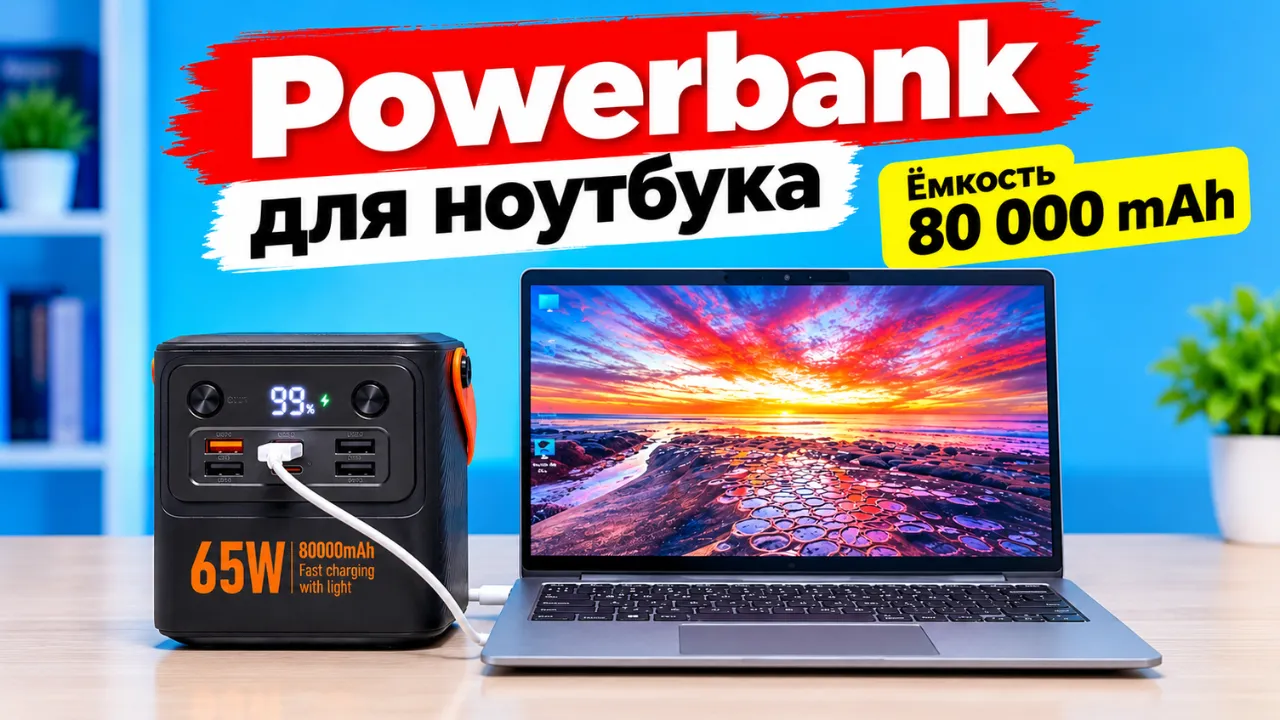 Павербанк для ноутбука Hoco J152 Pro Tough — 80 000 мА·ч и 65 Вт