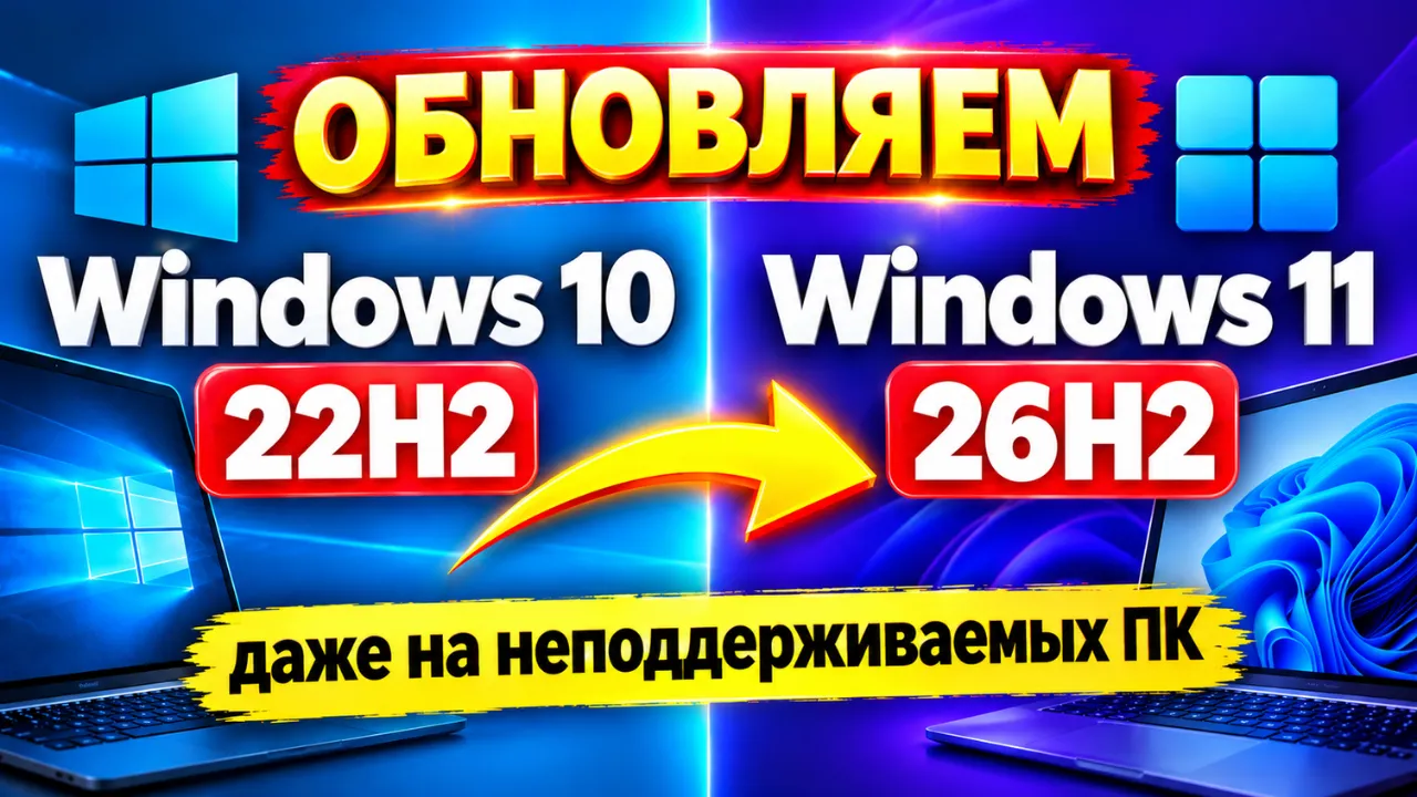 Как обновить Windows 10 22H2 до Windows 11 26H2 без флешки