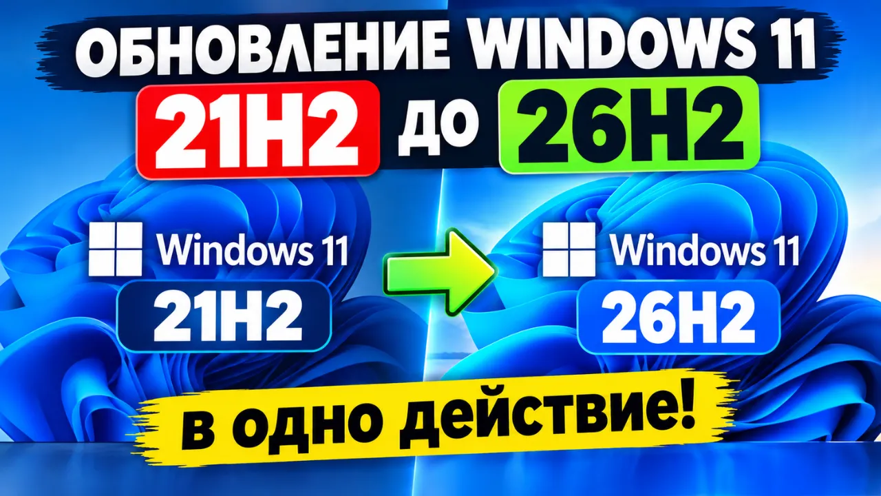 Как обновить Windows 11 21H2 до 26H2 без флешки — через ISO