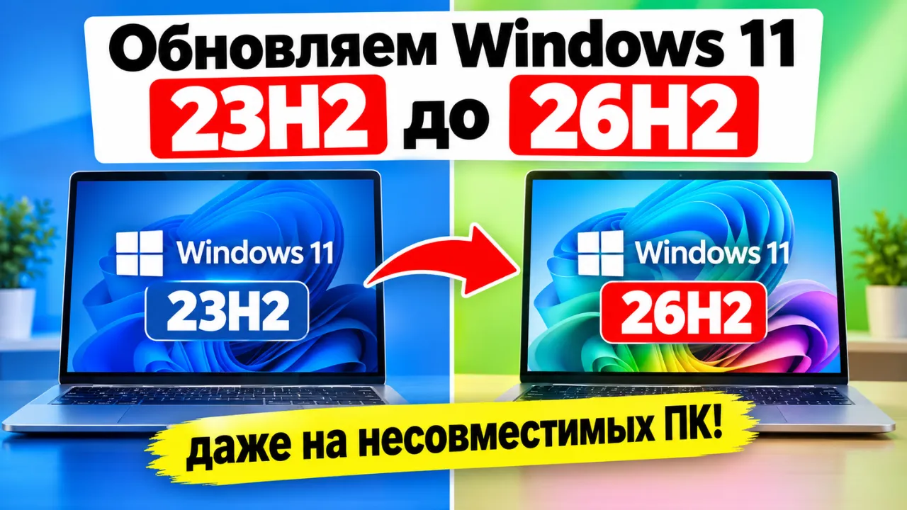 Как обновить Windows 11 23H2 до 26H2 без флешки