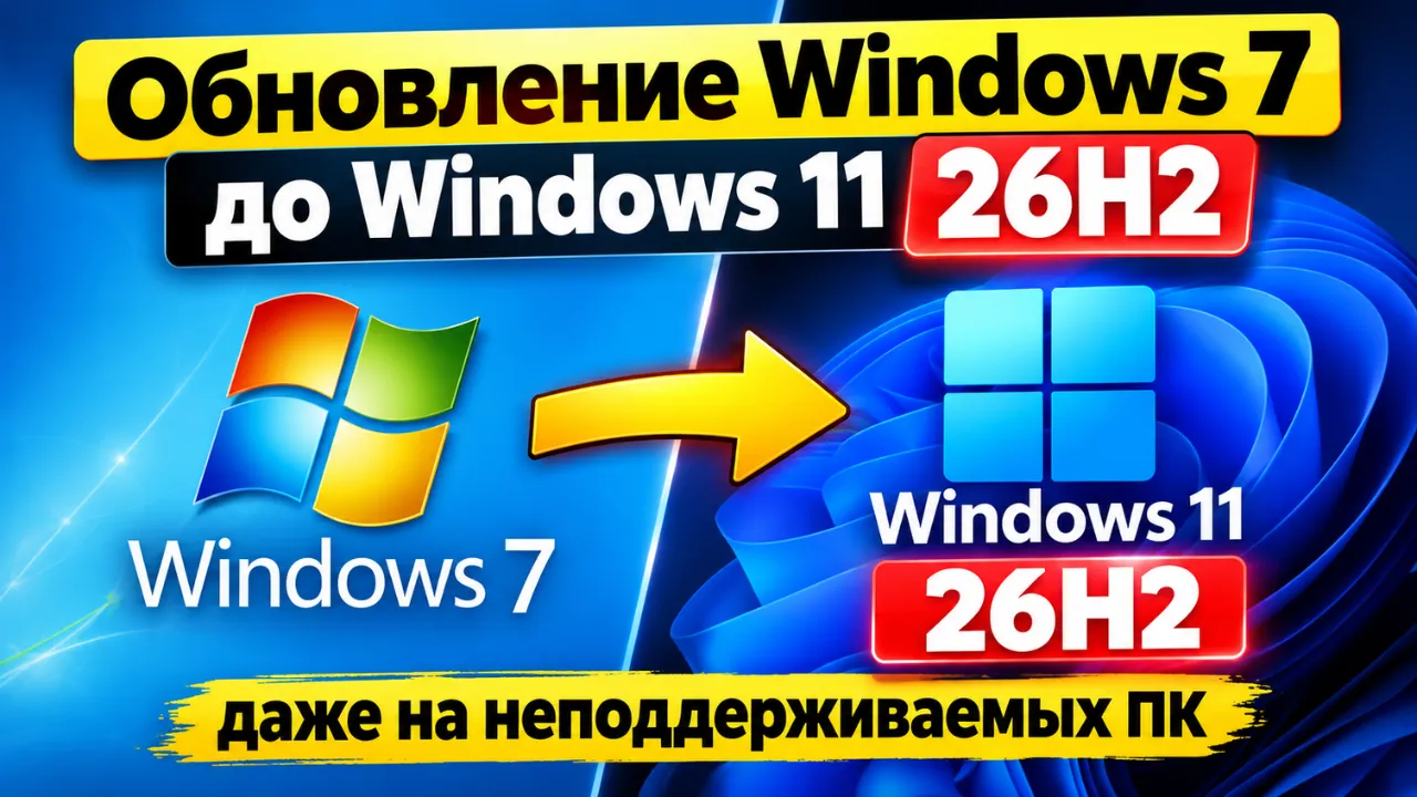 Как обновить Windows 7 до Windows 11 26H2 без флешки — через ISO