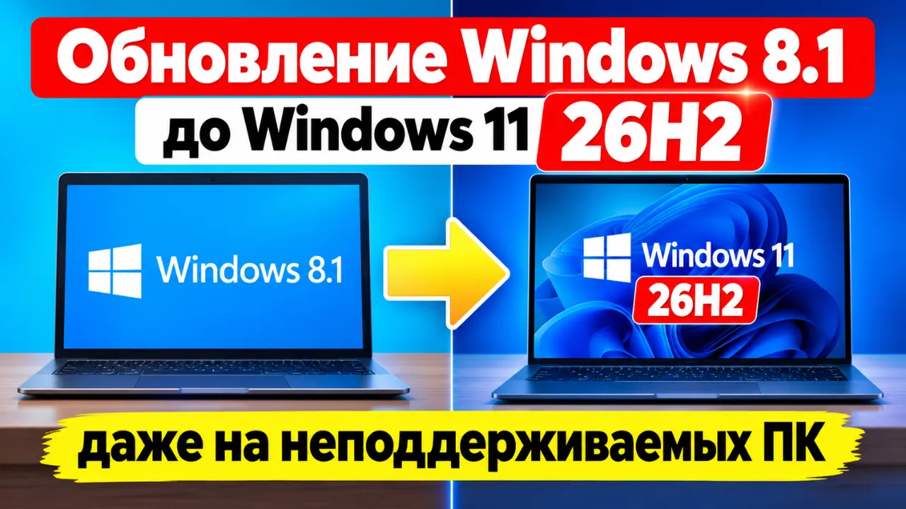 Как обновить Windows 8.1 до Windows 11 26H2 без флешки